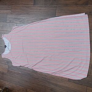 Love Sleeveless Pink Maxi Dress with Black & White Vertical Stripes size 4X
